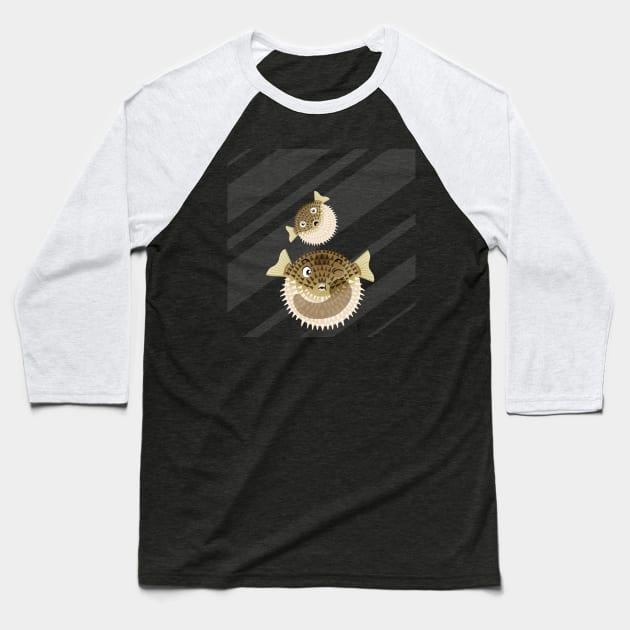 Trapped Pufferfish Baseball T-Shirt by Griffywings